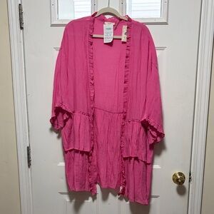 Easel Vibrant Pink Kimono Cardigan